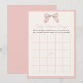 クラシック ピンク リボン ベビーシャワー ゲーム ビンゴ カード (正面/裏面)