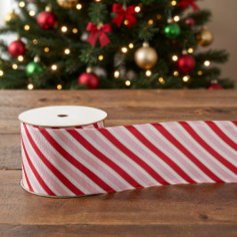 クラシック ピンク レッド ストライプ クリスマス グログランリボン