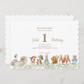 クラシック ピーターザラビット 誕生日招待状 招待状 (正面/裏面)