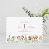 クラシック ピーターザラビット 誕生日招待状 招待状 (スタンド正面)