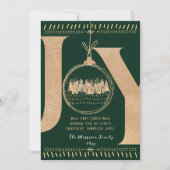 クラシック フェスティブ タッチ シンプル グリーンとゴールドの「JOY」 シーズンカード (正面)