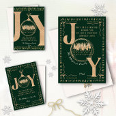 クラシック フェスティブ タッチ シンプル グリーンとゴールドの「JOY」 シーズンカード