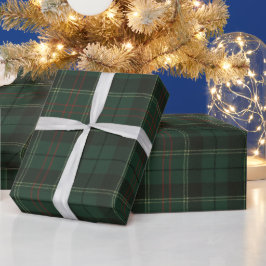 クラシック・フォレストグリーン・タータンチェックのクリスマス ラッピングペーパー