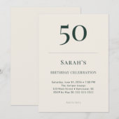 クラシック・フォレスト＆リネン 50歳の誕生日お祝い 招待状 (正面/裏面)