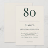 クラシック・フォレスト＆リネン 80歳の誕生日お祝い 招待状 (正面/裏面)
