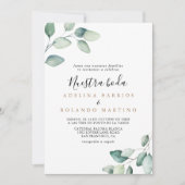 クラシック フォーマル グリーンリーフス ヌエストラボダ ウェディング 招待状 (正面)