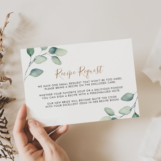 クラシック フォーマル グリーン リーフ ウェディング レシピ リクエスト エンクロージャーカード