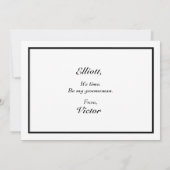 クラシック フォーマル ブラック ホワイト groom プロポーズ カード (裏面)