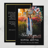 クラシック フラワー フォト 卒業 ありがとう カード (正面/裏面)