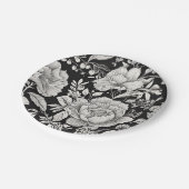 クラシック フラワー ブラック アンド ホワイト ヴィンテージ ペーパープレート (アングル)