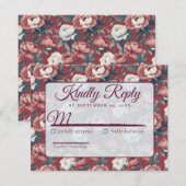 クラシック フラワー ラスティック 牡丹 ウェディング 出欠カード (正面/裏面)