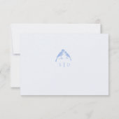 クラシック フレンチ ブルー ホワイト フローラル ウェディング 出欠カード (裏面)