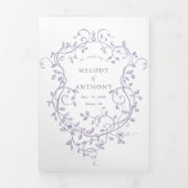 クラシック フレンチ ヴィクトリアン ラベンダー フローラル ウェディング 三つ折り招待状 (カバー)