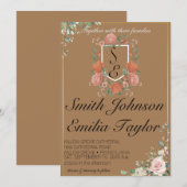 クラシック フローラル モノグラム クレスト 結婚式招待状。 招待状 (正面/裏面)