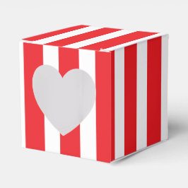 クラシック ブライト レッド & ホワイト ストライプ ハート 2x2x2 フェイバーボックス