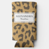 クラシック ブラウン アニマル プリント ブライズメイド パーティー スリム缶クーラー (裏面)