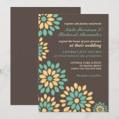 クラシック ブラウン フラワー 春の結婚式招待状 招待状 (正面/裏面)