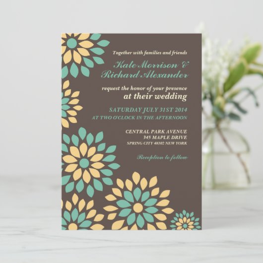 クラシック ブラウン フラワー 春 結婚式 招待状 (スタンド正面)