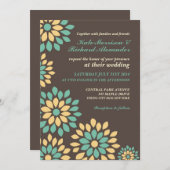 クラシック ブラウン フラワー 春 結婚式 招待状 (正面/裏面)