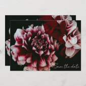 クラシック ブラックとピンクの芍薬  セーブザデート (正面/裏面)