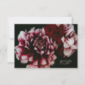 クラシック ブラックとピンクの芍薬  出欠カード (正面)