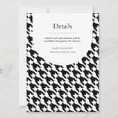 クラシック ブラックアンドホワイト ハウンドトゥース ジオメトリック 招待状 (裏面)
