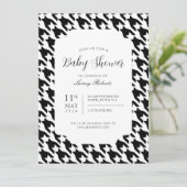 クラシック ブラックアンドホワイト ハウンドトゥース ジオメトリック 招待状 (スタンド正面)