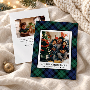 クラシック ブラックウォッチ タータン メリークリスマス 写真入りカード シーズンカード