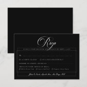 クラシック ブラック アイボリー カリグラフィー 結婚式食事の選択 出欠カード (正面/裏面)