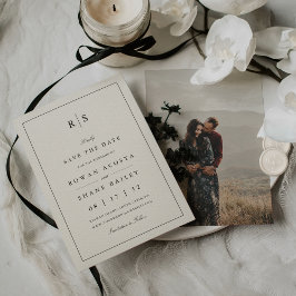 クラシック ブラック & エクル モノグラム フォト セーブザデート