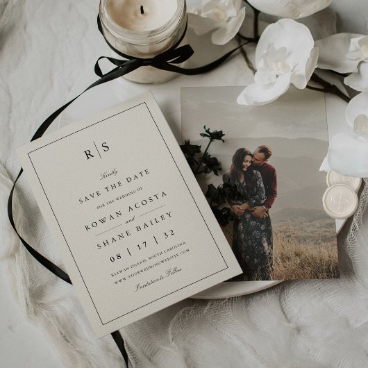 クラシック ブラック & エクル モノグラム フォト セーブザデート