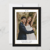 クラシック ブラック&ゴールドの結婚式の写真 サンキューカード (正面)