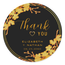 クラシック ブラック＆ゴールド ウェディング サンクス