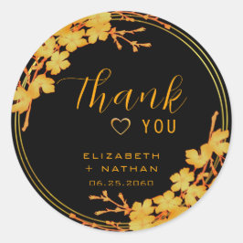 クラシック ブラック&ゴールド ウェディング サンクス ラウンドシール