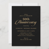 クラシック ブラック＆ゴールド 50周年記念結婚式  招待状 (正面)