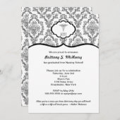 クラシック ブラック ダマスク 看護師卒業 RN BSN 招待状 (正面/裏面)