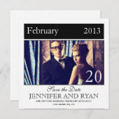 クラシック ブラック フォト セーブ・ザ・デート 招待状 (正面/裏面)