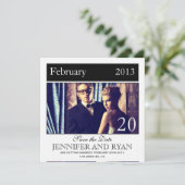 クラシック ブラック フォト セーブ・ザ・デート 招待状 (スタンド正面)