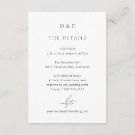 クラシック ブラック&ホワイト エレガント ウェディング エンクロージャーカード