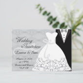 クラシック ブラック ホワイト エレガント 花嫁 新郎 出欠カード (スタンド正面)