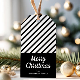 クラシック ブラック ホワイト クリスマス ギフトタグ