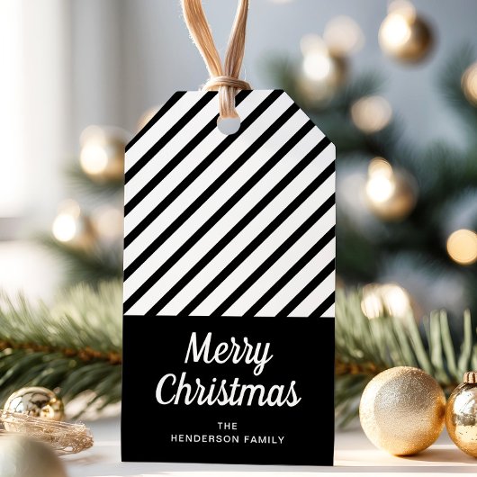 クラシック ブラック ホワイト クリスマス ギフトタグ