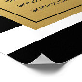 クラシック ブラック ホワイト ストライプ ゴールド サービス メニュー ポスター (角)