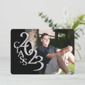 クラシック ブラック 2023 フォト 卒業式 招待状 (スタンド正面)