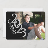 クラシック ブラック 2023 フォト 卒業式 招待状 (正面)