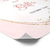 クラシック ブラッシュ ピンク フローラル ゴールド カード & ギフト シグ ポスター (角)