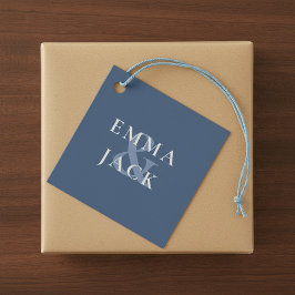 クラシック ブルー エレガント セリフ フォント 現代のアンパサンド フェイバータグ