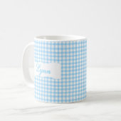 クラシック ブルー ギンガム 名入れ コーヒーマグカップ (正面左)