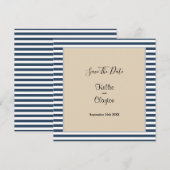 クラシック ブルー ストライプ フォトフレーム ウェディング セーブザデート (正面/裏面)
