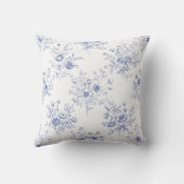 クラシック ブルー フラワーパターン フレンチブルー トワール クッション (裏面)